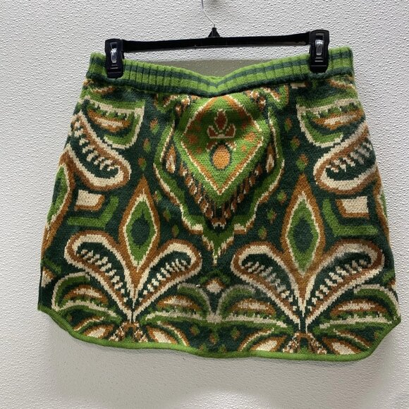Farm Rio Women's Pineapple Ikat Knit Mini Skirt Green Size XL | Vibrant Tropical - Picture 5 of 10